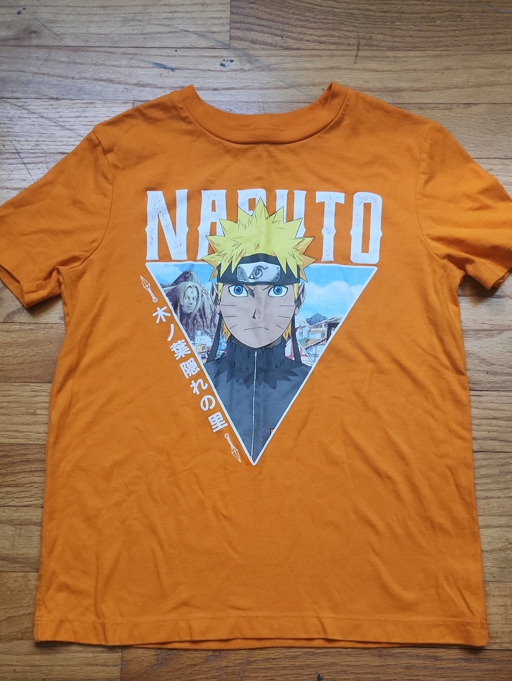 EUC Boys Naruto Orange Short Sleeve Shirt Medium (Like 10 Boys)